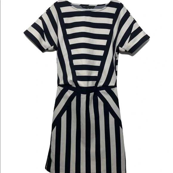 Marc By Marc Jacobs Black Scooter Stripe Dress Tapioca Multi size XS - Picture 5 of 12